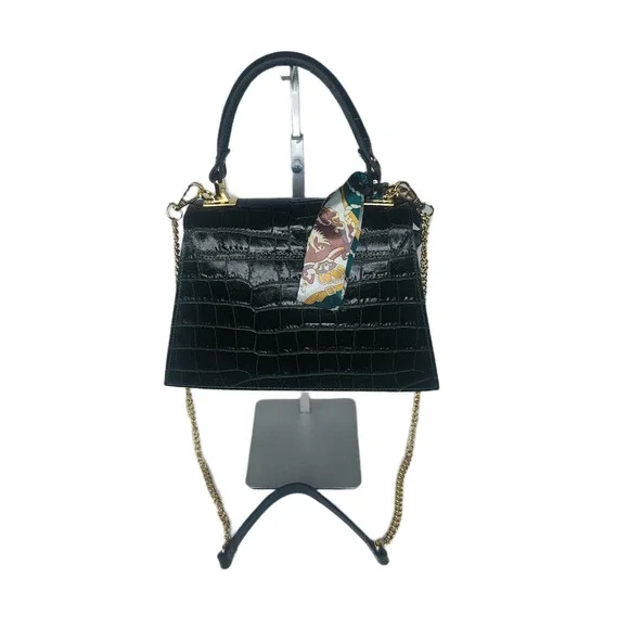 Charlie Leather Teresa Emerald Green Croc Print Small Handbag/Crossbody Bag-NWT - Picture 2 of 13